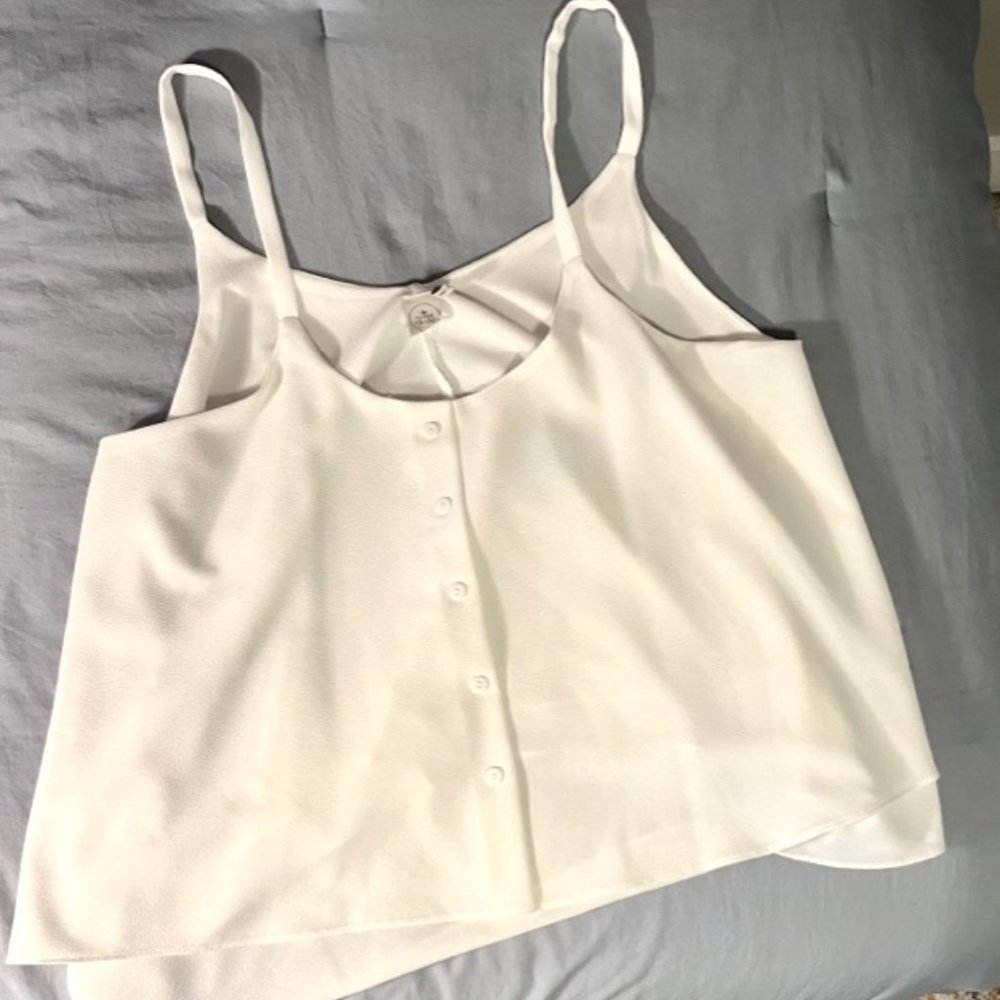 Paper Crane Women's lined, swing tank top. Ivory, Size L